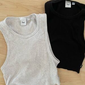 Bundle of 2 TNA crop tank tops  - Black and grey